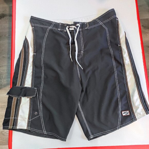 Brooks swim trunk / board short black white brown men's size 38 - Picture 1 of 11